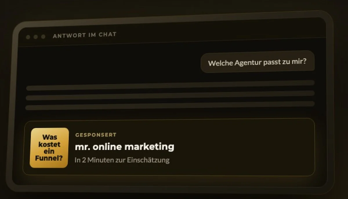 Eine gesponserte Anzeige unter einer Antwort im Chat
